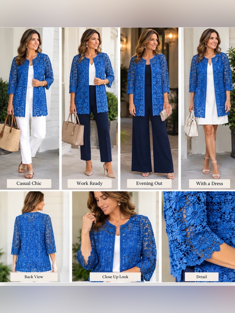 Carlisle Blue Crochet Floral Lace Top